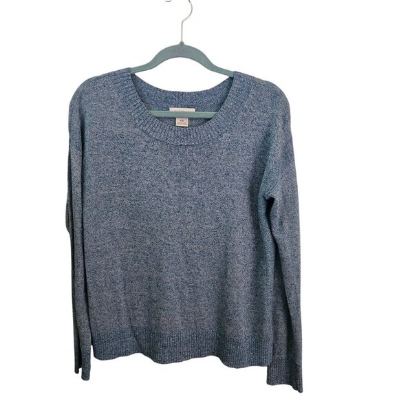 Club Monaco Linen Blend Heathered Blue Long Sleeve Boatneck Sweater Size L - Picture 2 of 6